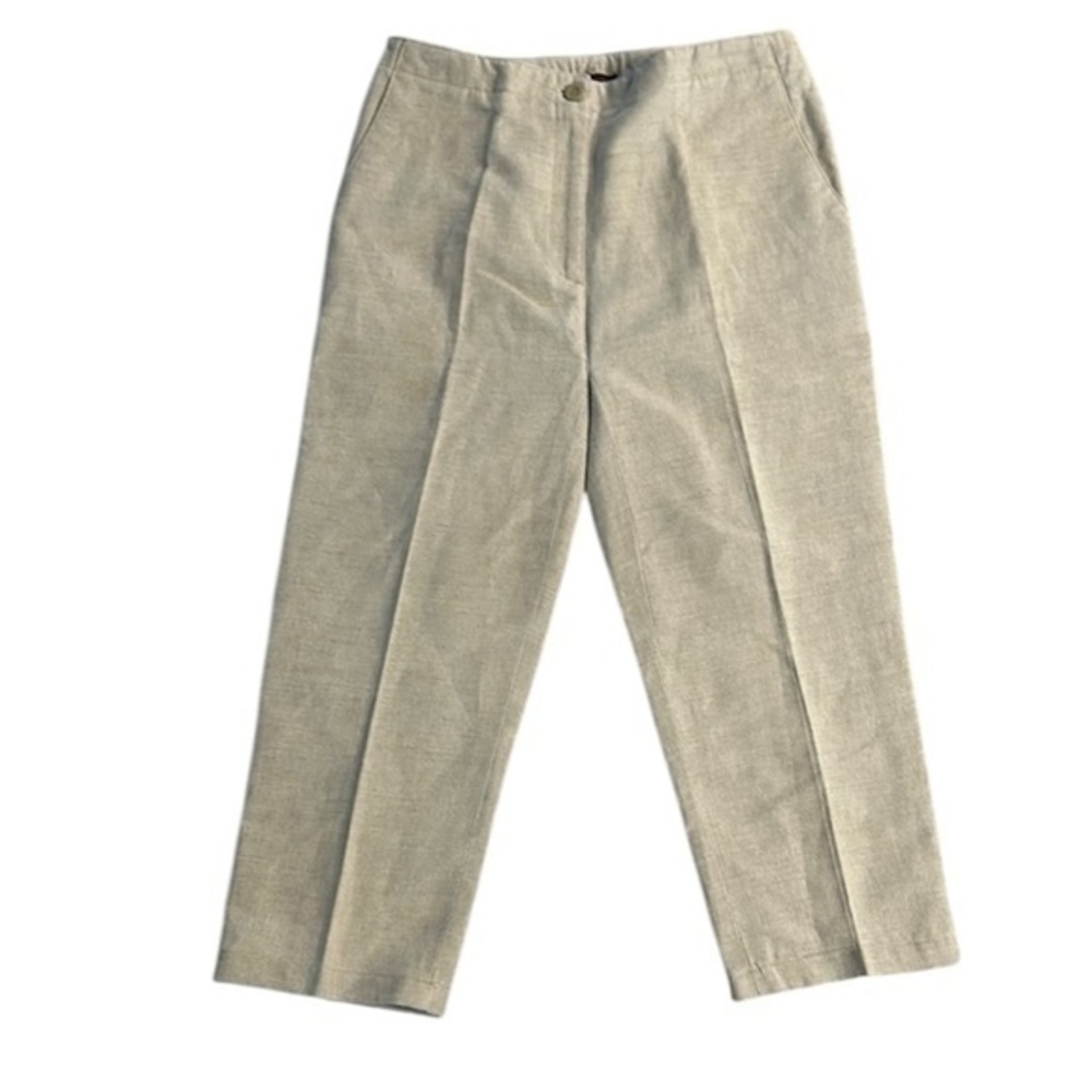 Adrienne Vittadini Studio Beige linen crop pants size 6